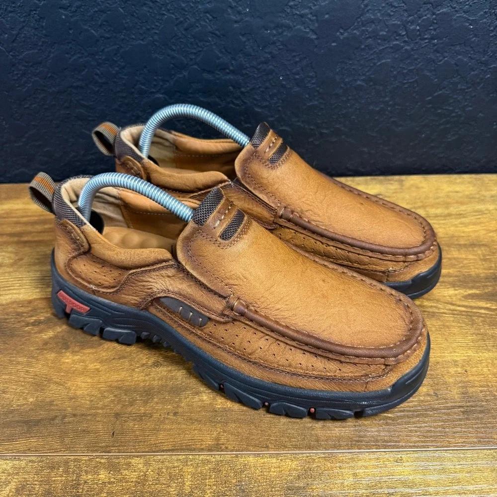 Mostelo 3237 Brown Leather Outdoor Slip On Loafers Mens Size 8‎ EU 41